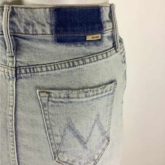 MOTHER Sz 24 The Sacred Slit Mini Denim Skirt In Acid Wash Cotton Spandex - Picture 7 of 12